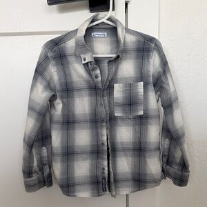 Mayoral Kids Plaid Button Down Shirt - Gray and White